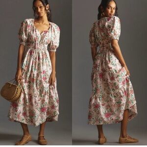 Anthropologie The Somerset Maxi Dress Puff-Sleeve